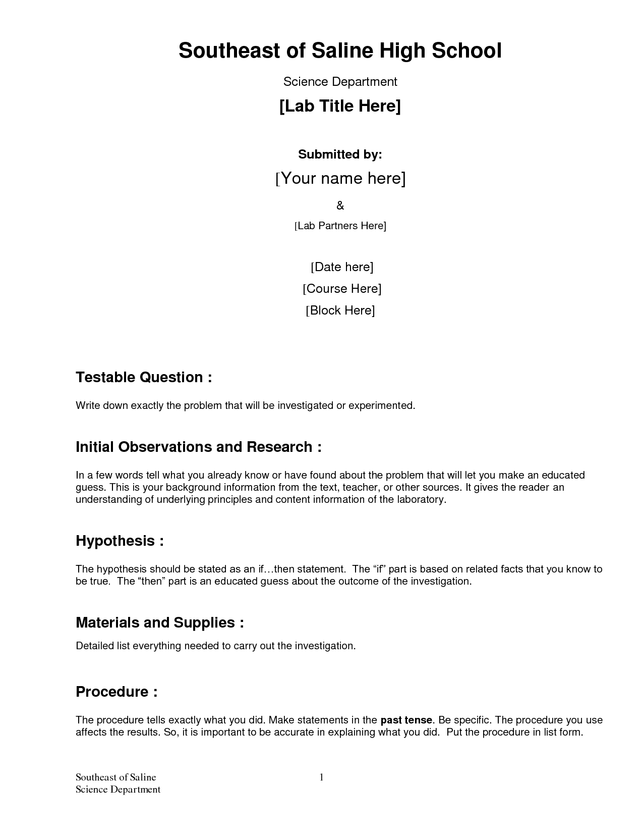 Physics lab report example