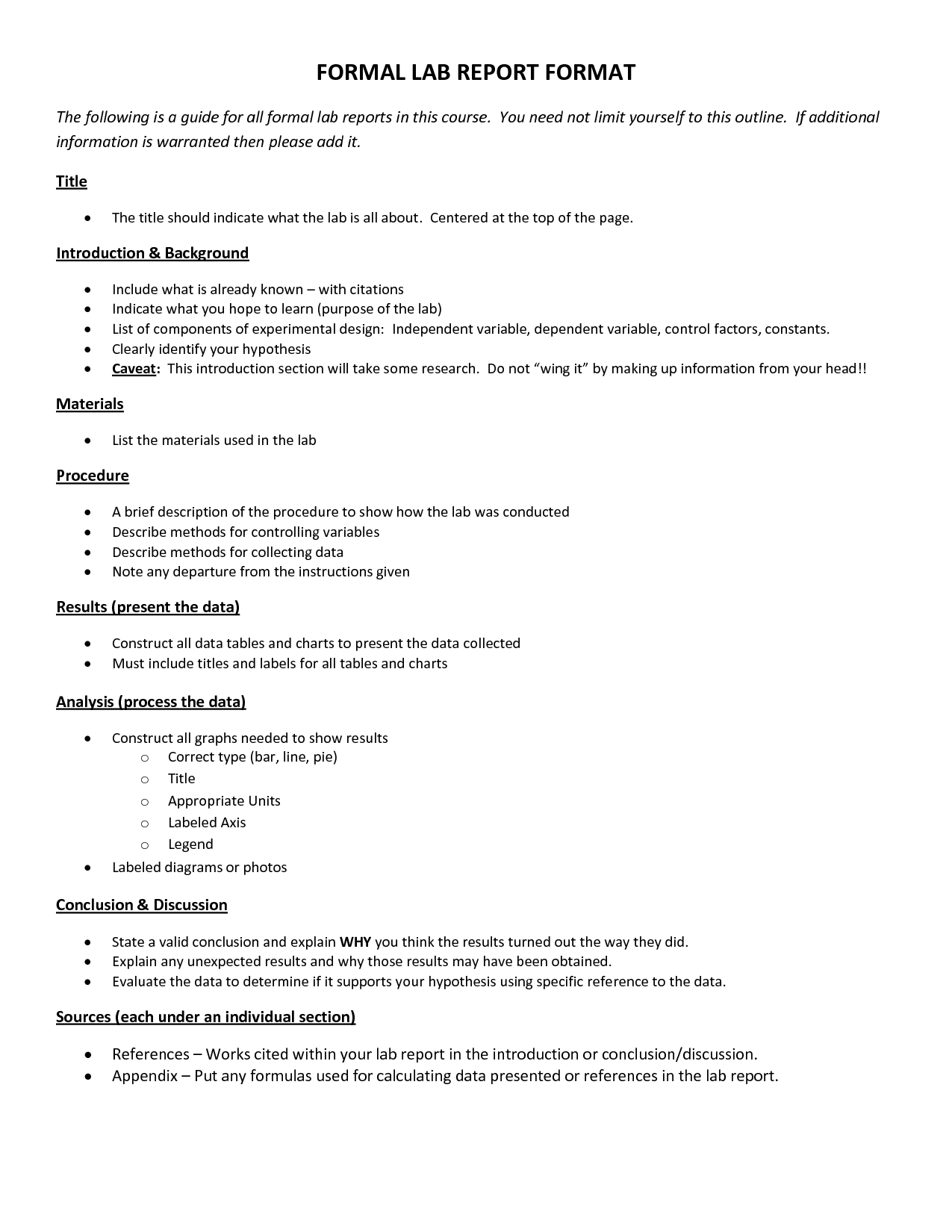 Formal Lab Report Template