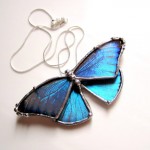 Real Blue Morpho Butterfly Necklace , 7 Blue Morpho Butterfly Necklace In Butterfly Category