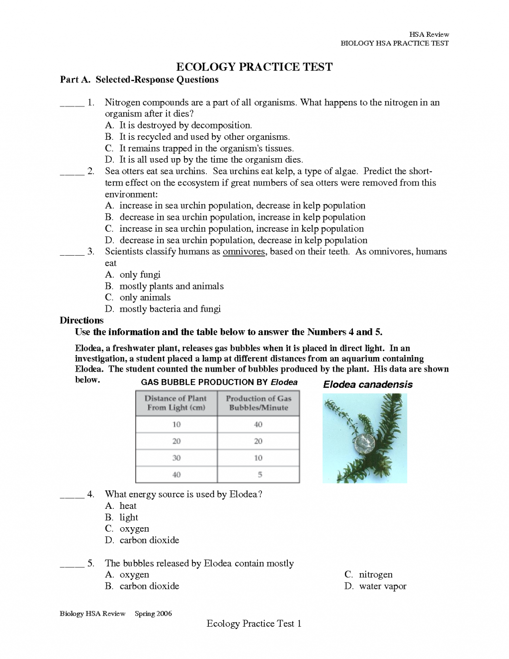 ecology practice test ap biology Biological Science Picture Directory
