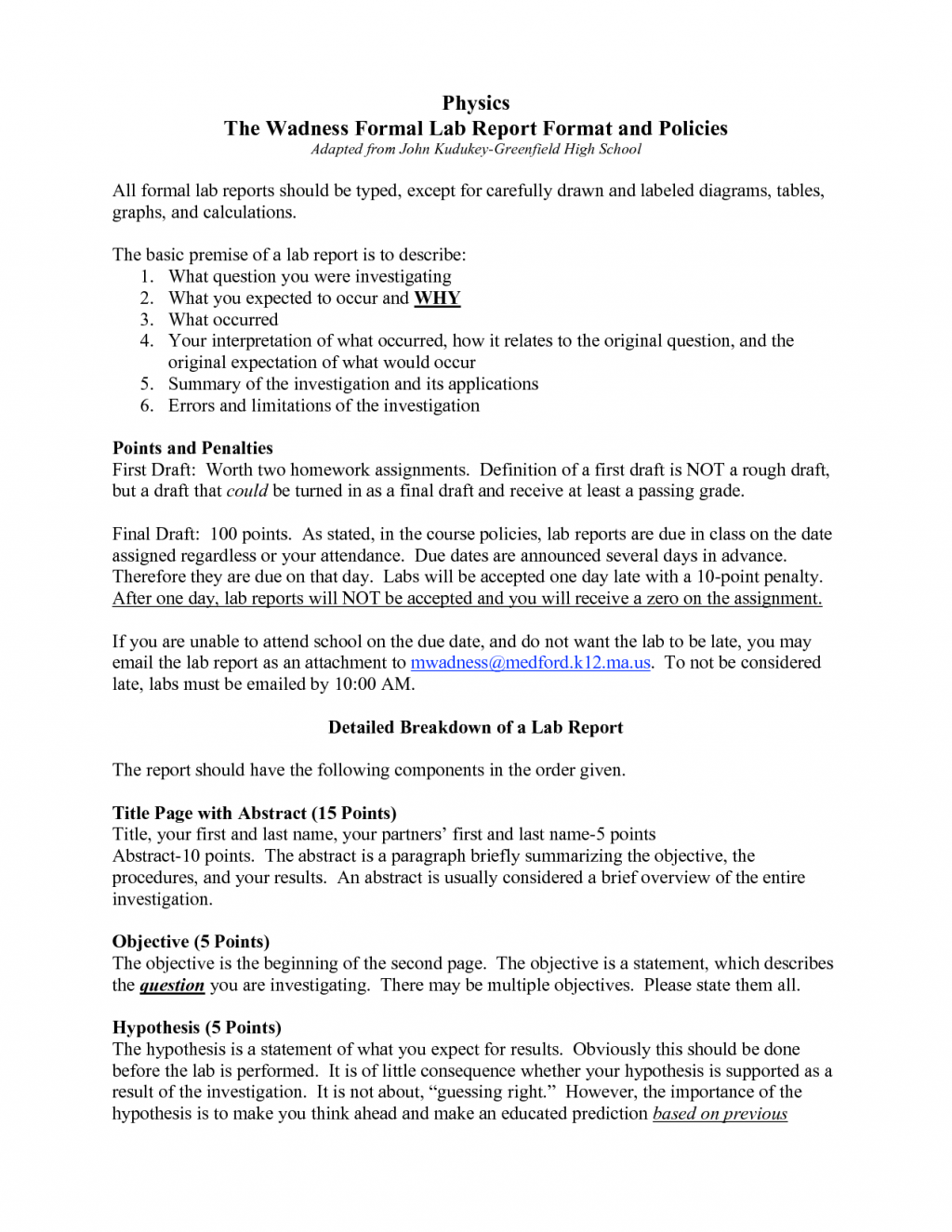 formal lab report template physics